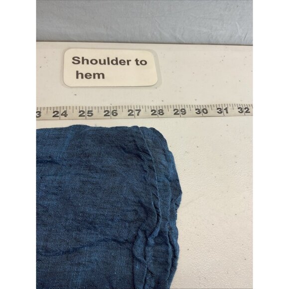 Spada Lino 100% Linen Long Sleeve Denim Blue chambray Shirt Size 16/41 - Picture 6 of 9